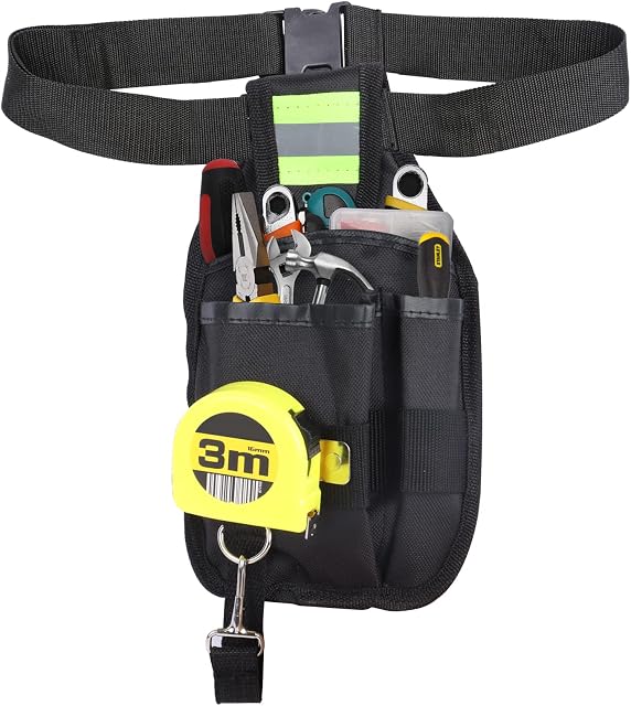 Tools Belt Bag Adjustable Waist Tool Belt Pouch for Home Garden Tools Supplies Electricians Men Ladies black, weight capacity 10kg (Black)