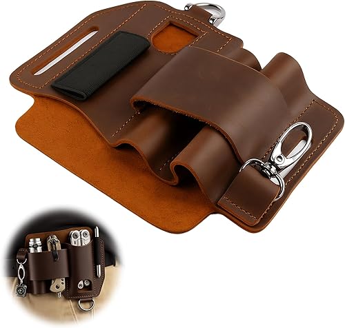 Miniatura 7 de Funda y funda de cuero multiherramienta, funda de cinturón resistente para equipo EDC, organizador de cinturón EDC para el trabajo y uso diario,