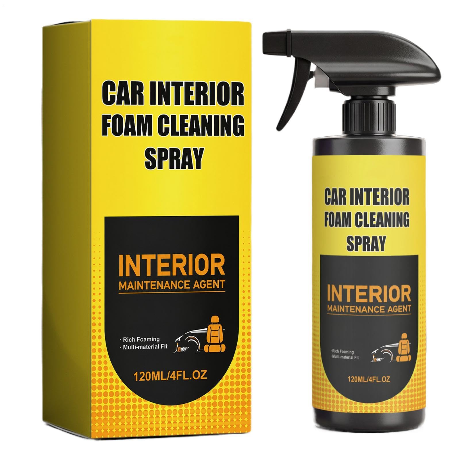 Car Interior Cleaner, Auto Innenraumreiniger, Polsterschaum Spray, 120ml | Auto Innenraumreiniger, 120ml, Polsterschaum Spray, für Autositze Leder Stoffe