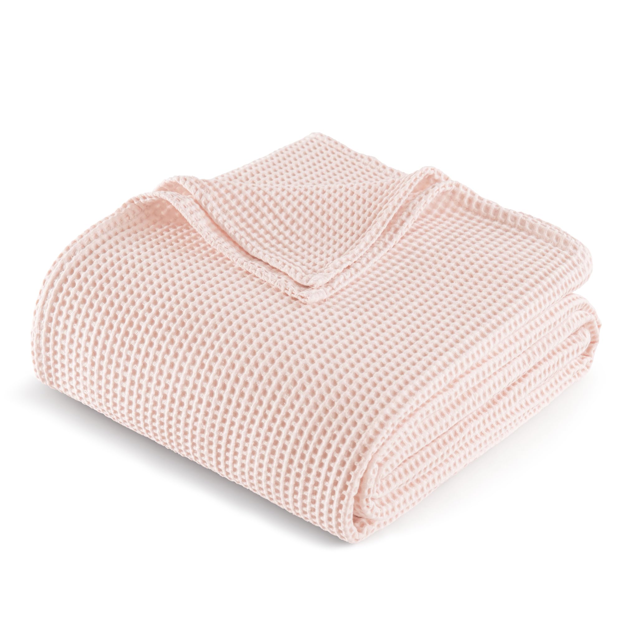 Exclusivo Mezcla Manta de 100% Algodón Gofrado, Ligera, Suave y Cómoda para Cama, Sofá y Oficina, Todas Las Estaciones, 150 x 200 cm, Rosa