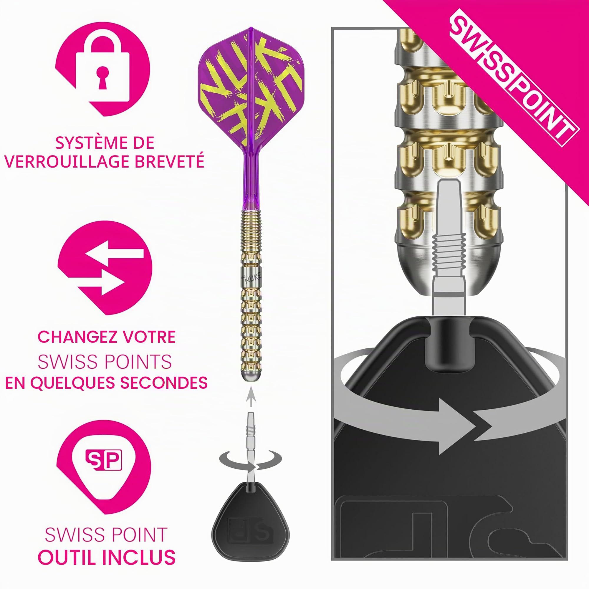 Target Darts Luke Littler Gen 1 Prodigy Fléchettes à Pointe en Acier Swiss Point, Fléchettes en Tungstène à 90%, 22G/23G/24G | Génération 1 Fléchettes à Pointe en Acier Dorées, Sets de Fléchettes