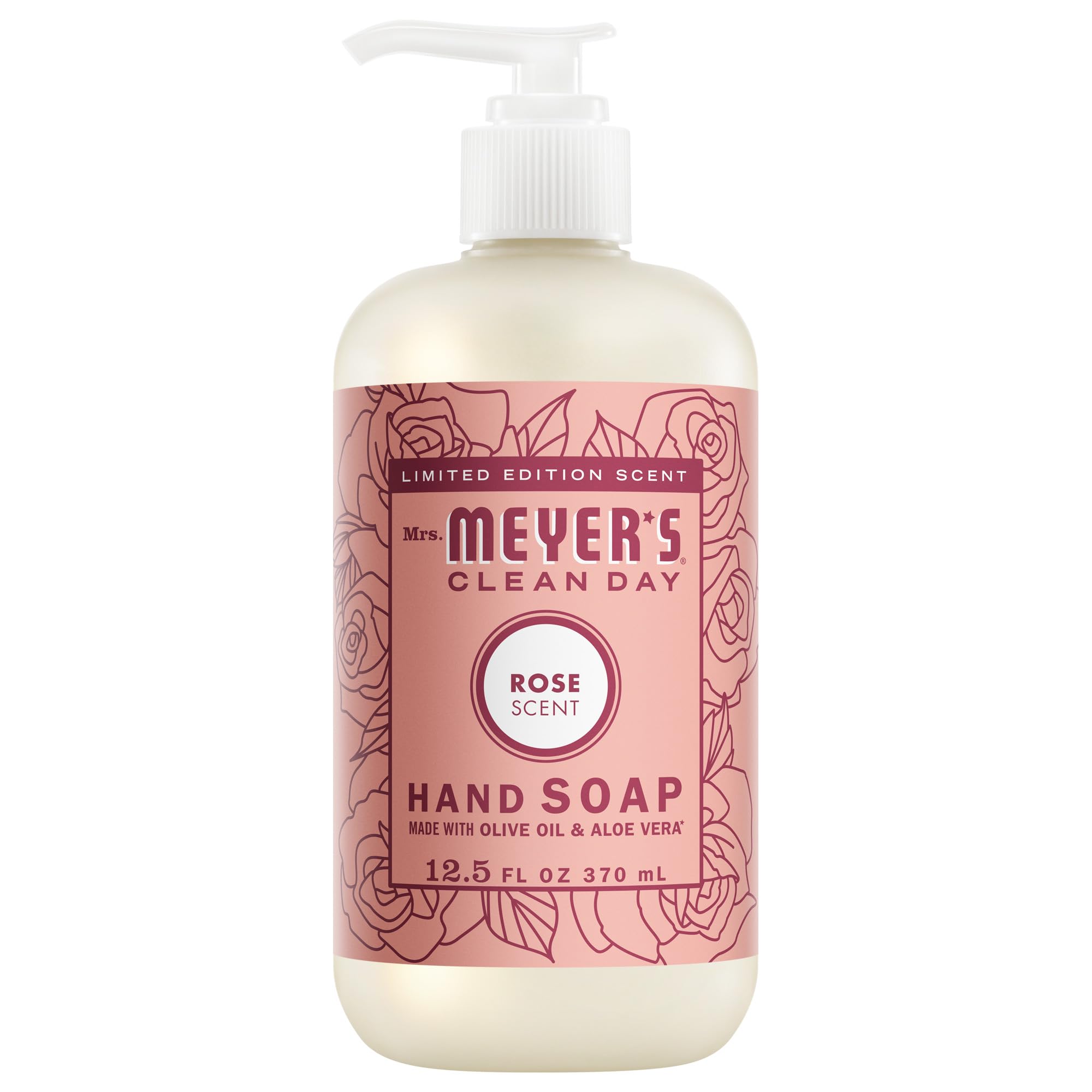 MRS. MEYER'S CLEAN DAY Hand Soap, Made with Essential Oils, Rose, 12.5 fl. oz