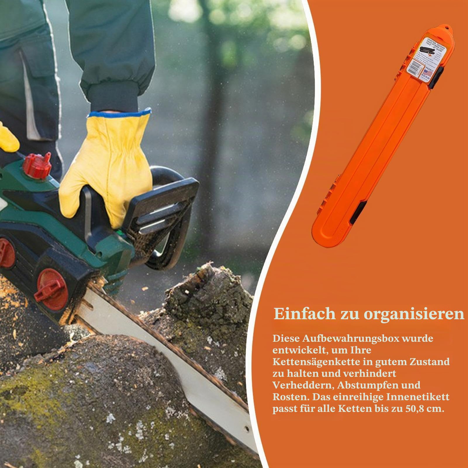 Kettensägenorganisator, tragbarer Kettensägehalter, Gehäuse-Organizer, vielseitiges Zubehör für 8+ Ketten für Schneidketten, passend für 20 Zoll lange Ketten