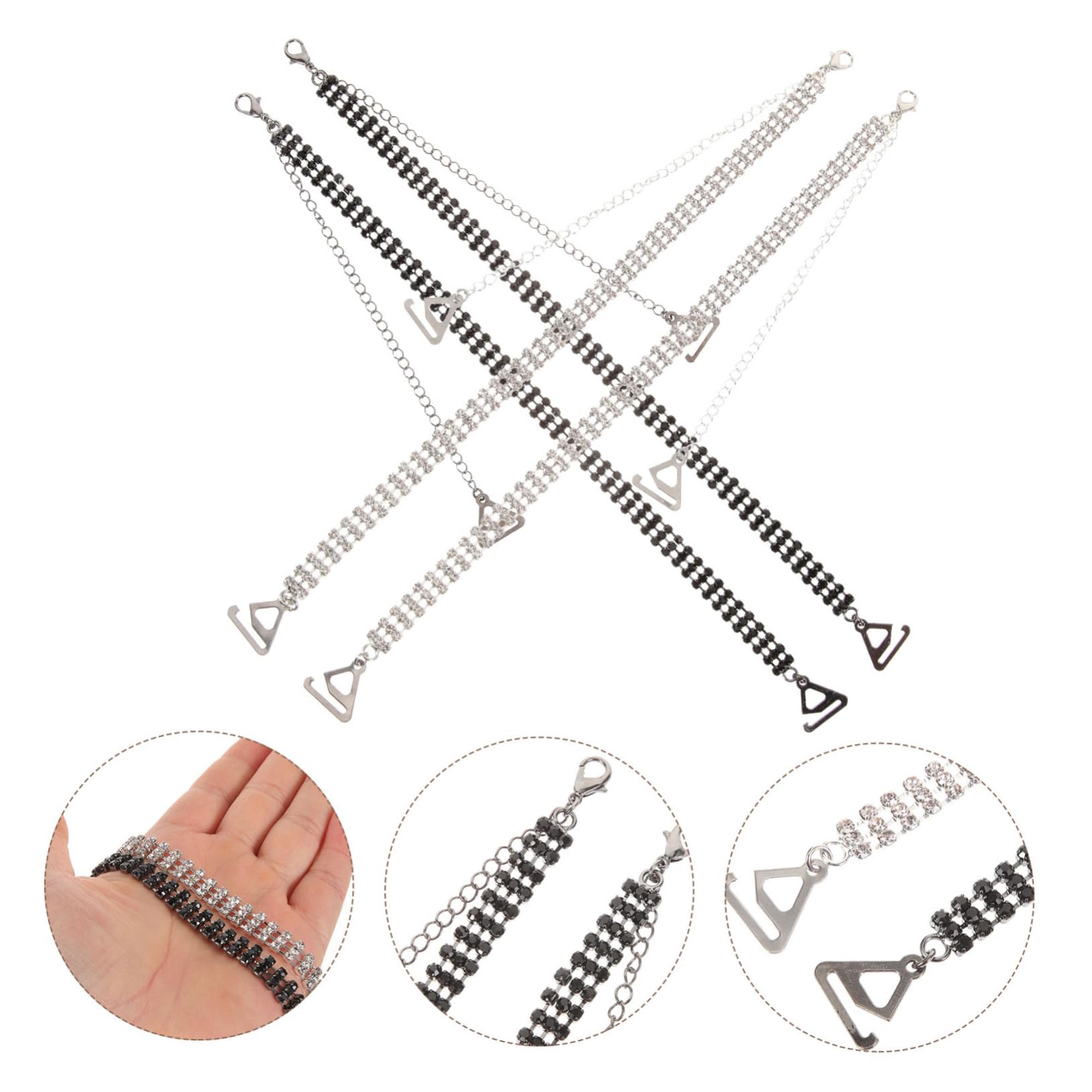 8pares Straps De Sujetador Brillantes Para Mujeres De Correas Decorativas Ajustables y Cómodas Para Vestidos De Fiesta y Eventos Especiales