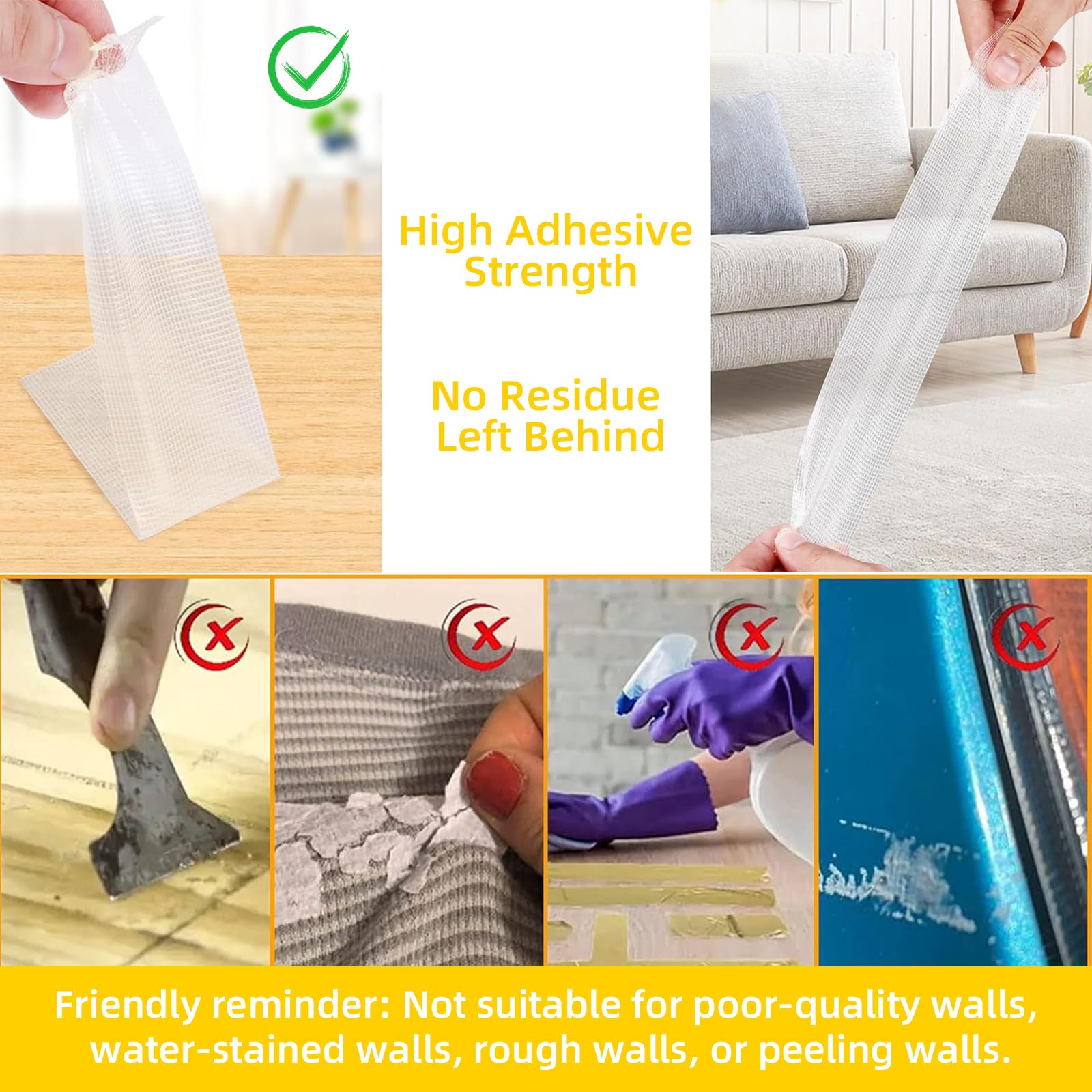 Ruban Adhésif Double Face Extra Fort En Tissu, 20m X 1,2cm Ruban Adhésif Double Face Multifonctionnel Pour Tapis Ruban De Montage Large Sans Résidus Pour Sols Tapis Murs Travaux Manuels