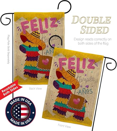 Miniatura 3 de Bandera de jardín de arpillera de Feliz Cumpleaños, regalo de pastel de cumpleaños, regalo de ramo de caramelos, ocasión de aniversario, fiesta,