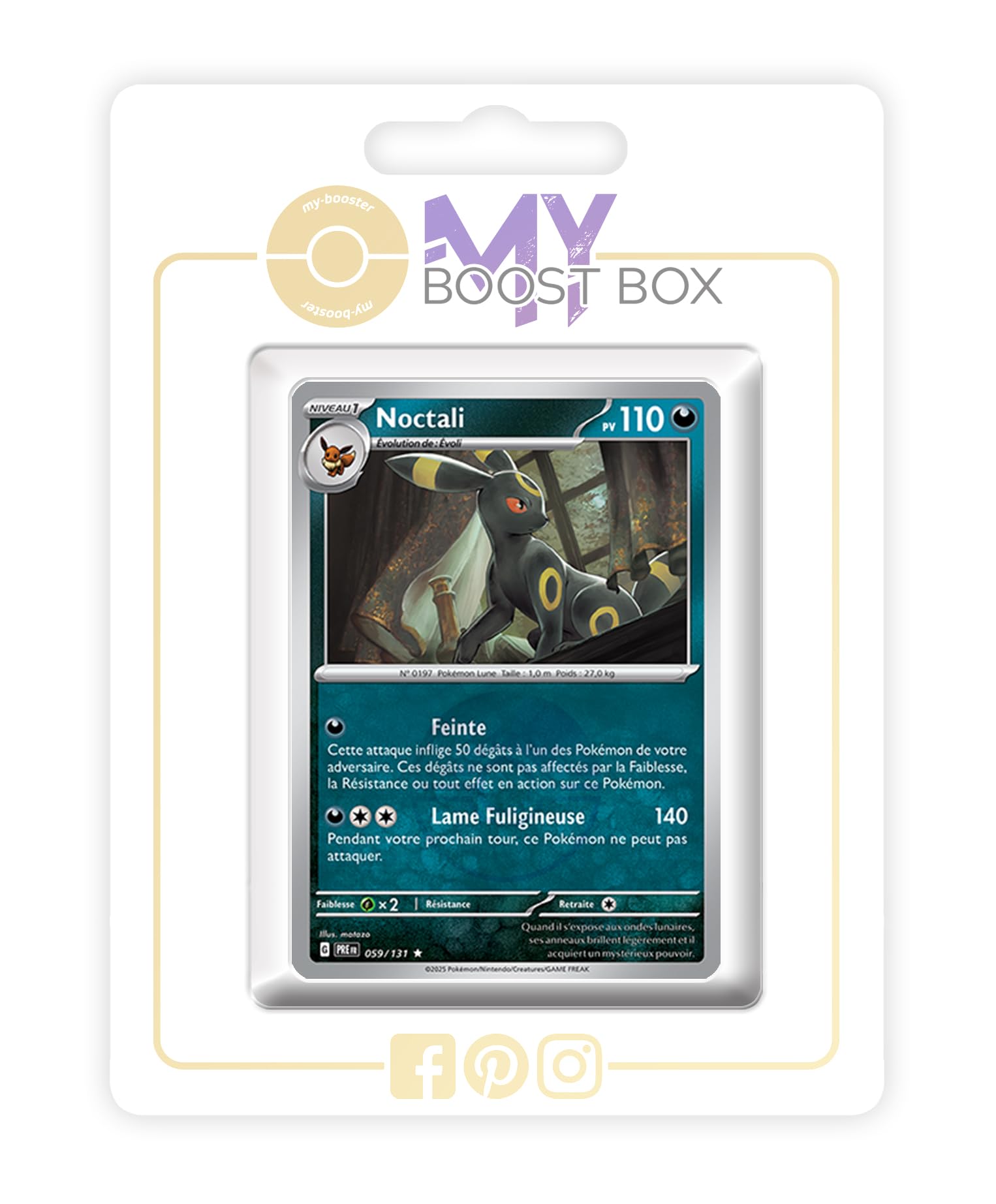my-booster Noctali (Umbreon) 059/131 Reverse Versione Poké Ball X Écarlate et Violet 8.5 Évolutions Prismatiques - Box di 10 carte Pokémon Francese