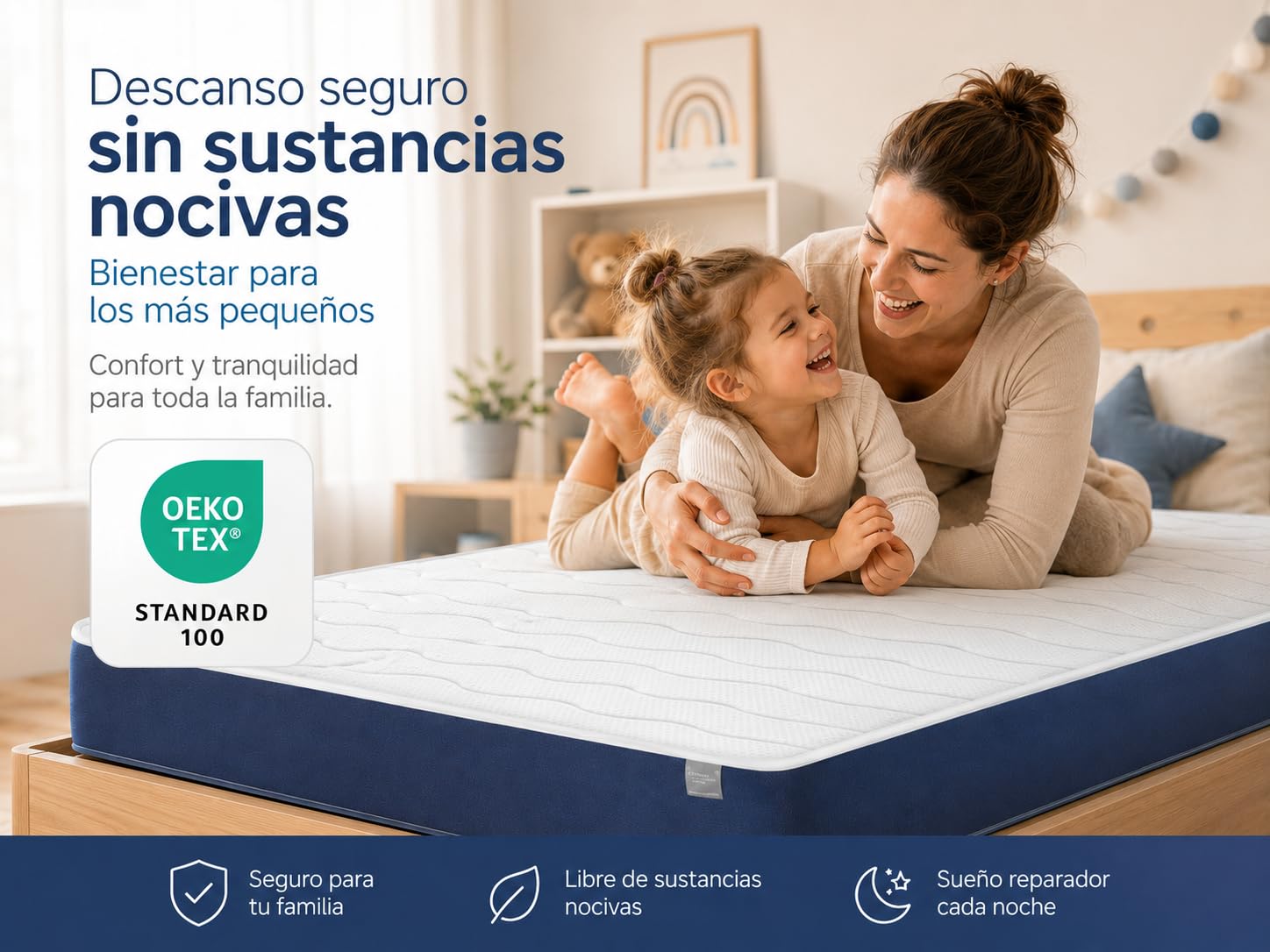 DORMISSIMO Colchon de Espuma Orion Confort 80X180, Altura 14 cm. Reversible, Adaptable y Transpirable.