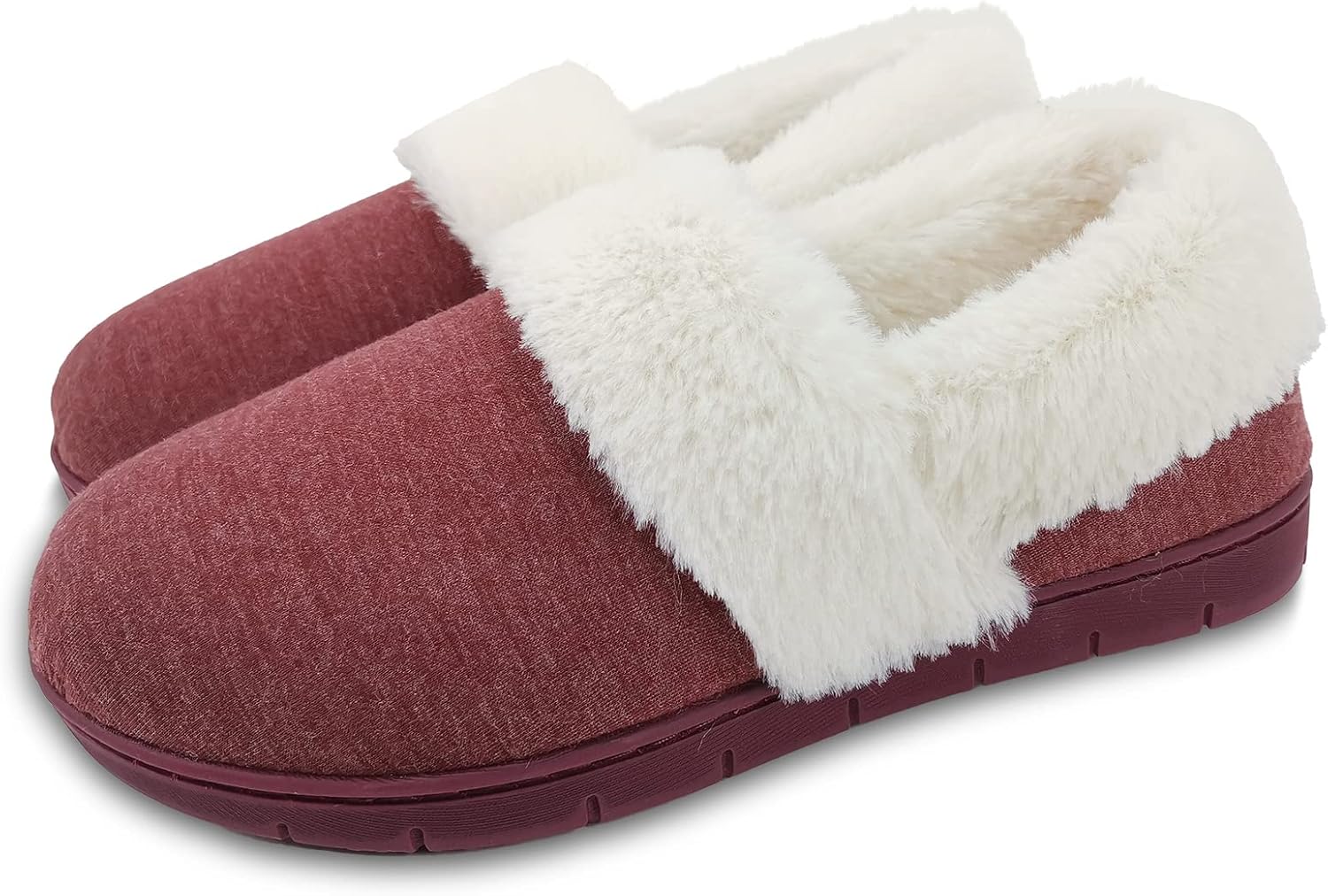 ofoot Womens Breathable Cotton House Slippers with Comfy Memory Foam,Non Slip Washable Indoor Shoes(Rose,US 8-9)