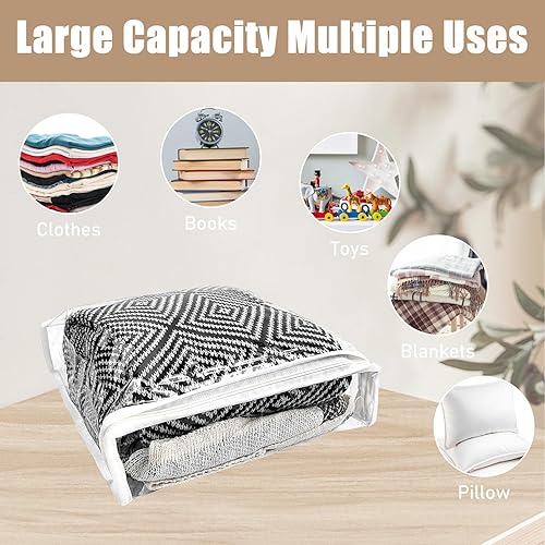 Miniatura 5 de 30 bolsas de almacenamiento de vinilo transparente con cremallera, organizador de mantas y suéteres, 10.5 x 10.5 x 2.5 pulgadas