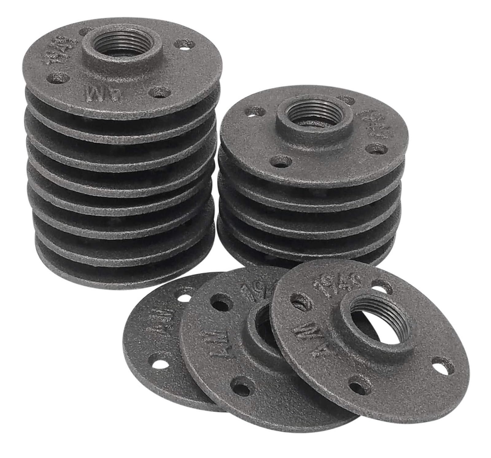 Ozliyy Gray 2 Pieces Bsp Malleable Iron Threaded Flange Wall Mounted Floor For Pipe Fittings(1/2")
