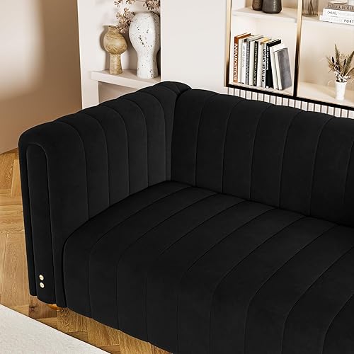 Miniatura 6 de ZHIXING - Moderno sofá de terciopelo de 81.3 pulgadas para sala de estar, cómodo sofá de oficina tapizado de 3 plazas con reposabrazos altos y patas