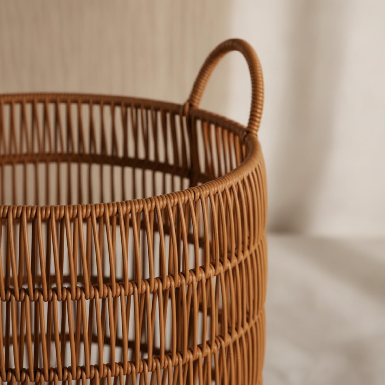 Cesto in Rattan Stabile Contenitore | Decorativo, Robusto, Cestino, per Cameretta, Famiglie, Neonati