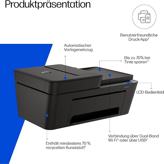 HP DeskJet 4320 Multifunction Printer 6 Months Free Printing Instant Ink Included Printer Copier Scanner WiFi Automatic Document Feeder Ink: 308/308e