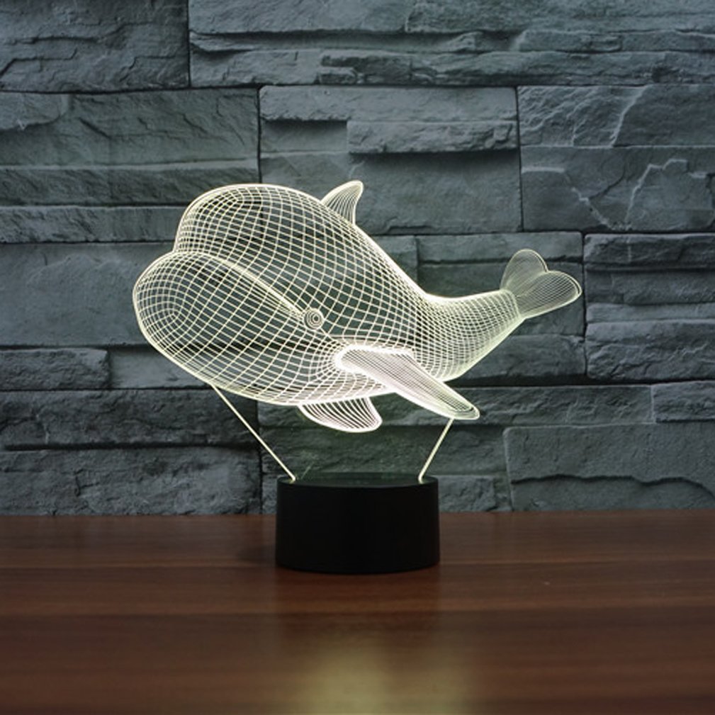 Luce Notturna 3D Balena Nice Dream | Lampada LED Con Telecomando 16 Colori | Regalo Per Bambini Con Base USB O Batteria - 4