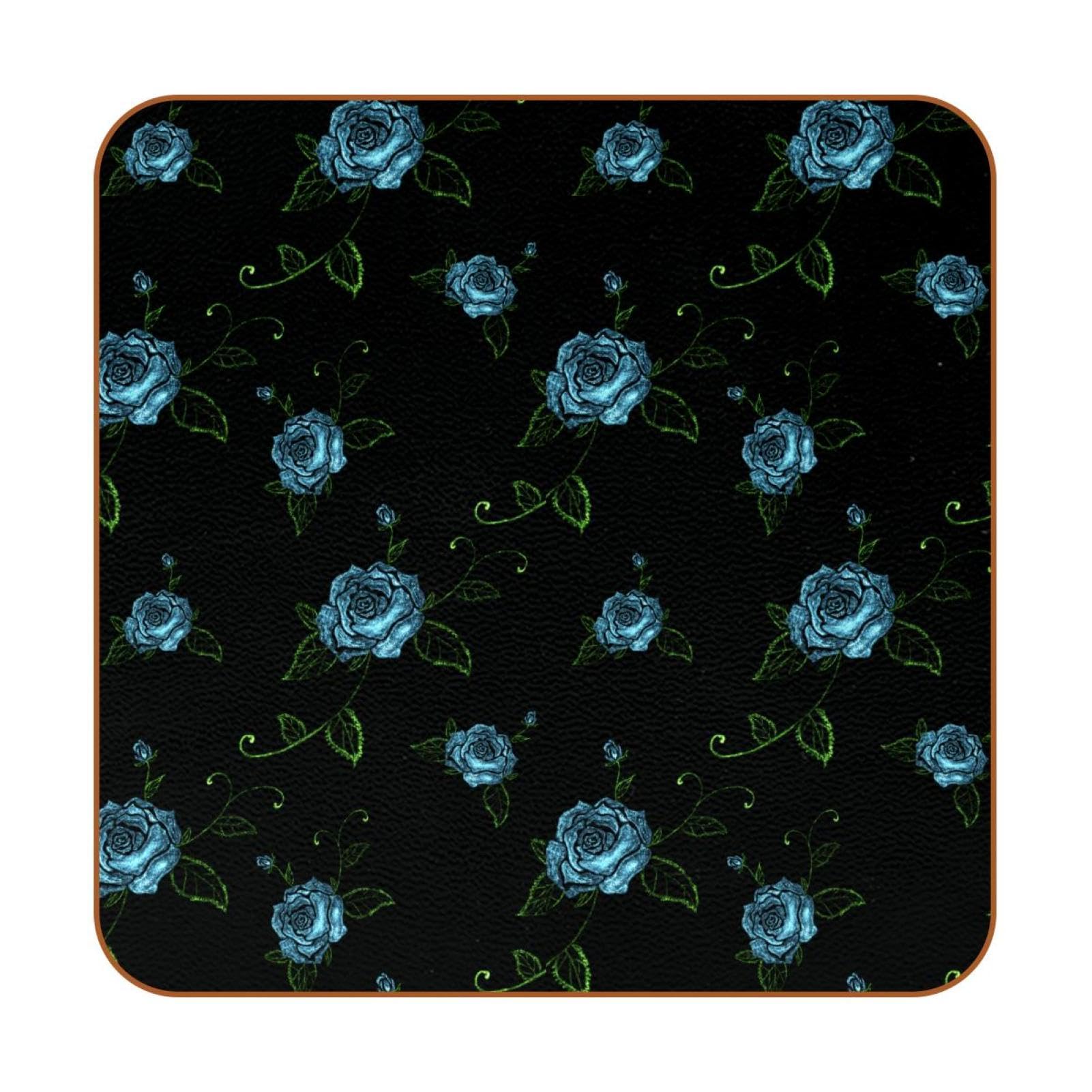 Dessous de verre en cuir lot de 6 carrés rose bleue pour table basse et restaurant