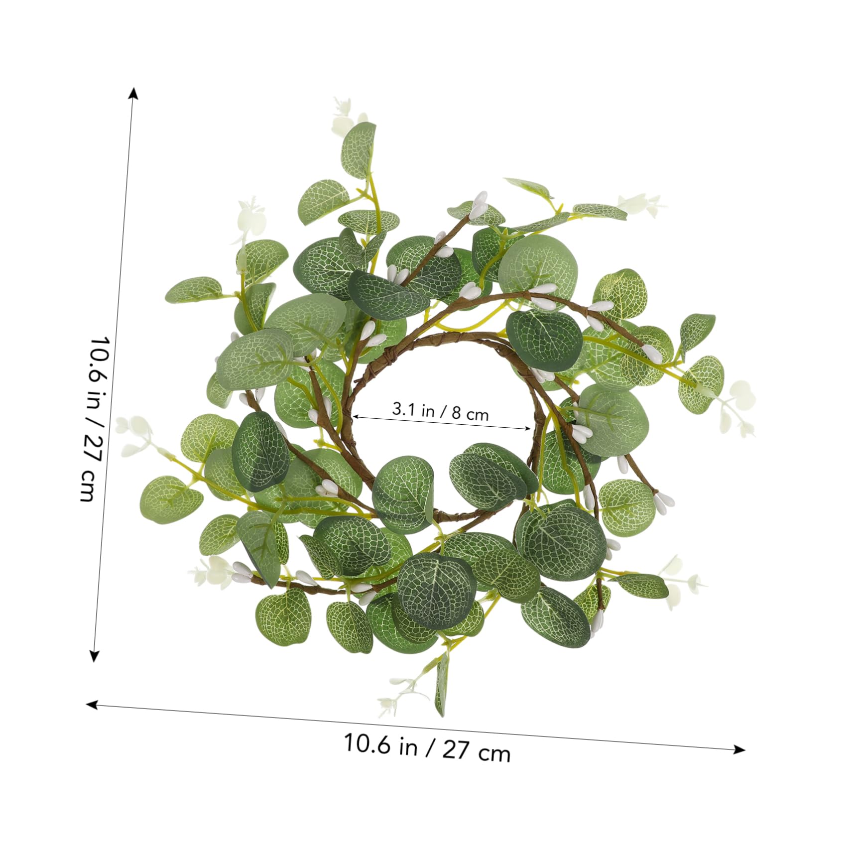 Cabilock 3 Sätze Eukalyptus-Kranz Kleine Kränze Für Schränke Kerzenkranz Aus Grünem Blatt Miniaturkränze Kerzenständer, Kränze, Ringe Kleiner Osterkranz Green Kunststoffstange 4 Stück * 3