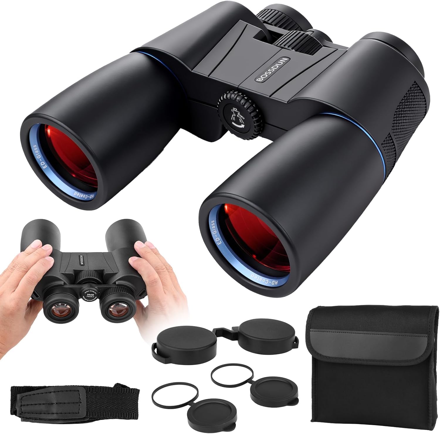 Jumelles 16x50 HD pour Adultes, Jumelles Professionnelles étanches avec prismes BaK4 et Grand Champ de Vision pour l'observation des Oiseaux et la Chasse