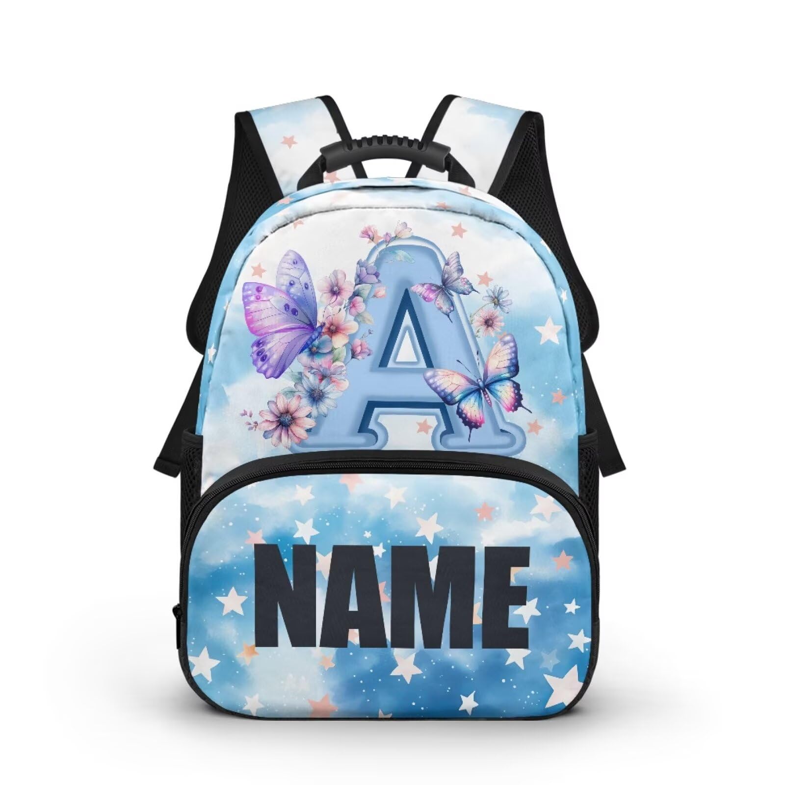 COEQINE Mochila con inicial para niñas pequeñas, mochila con nombre personalizado para niños de 4 a 6 años, preescolar, jardín de infantes, escuela primaria