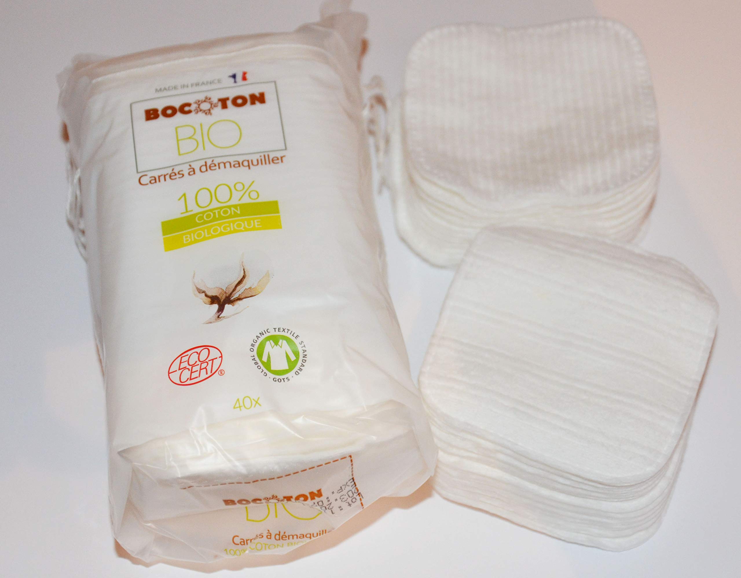 960 quadrati struccanti, 100% cotone biologico, 75 x 75 mm, certificati Ecocert, più morbidi di un cotone lavabile, economici e pratici, per uso cosmetico e cura della pelle