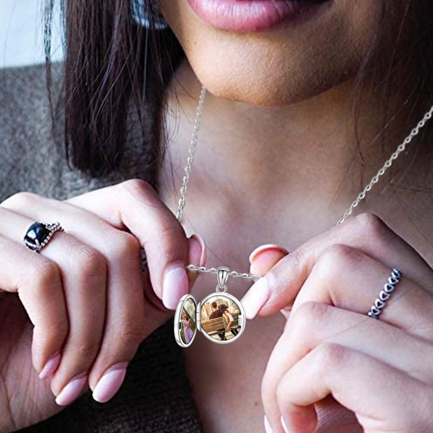 Medaglione albero della vita Medaglione a cuore per donna Ciondolo conchiglia di abalone Medaglione con 2 foto Collana per donna Collana con nodo celtico Fiore della vita
