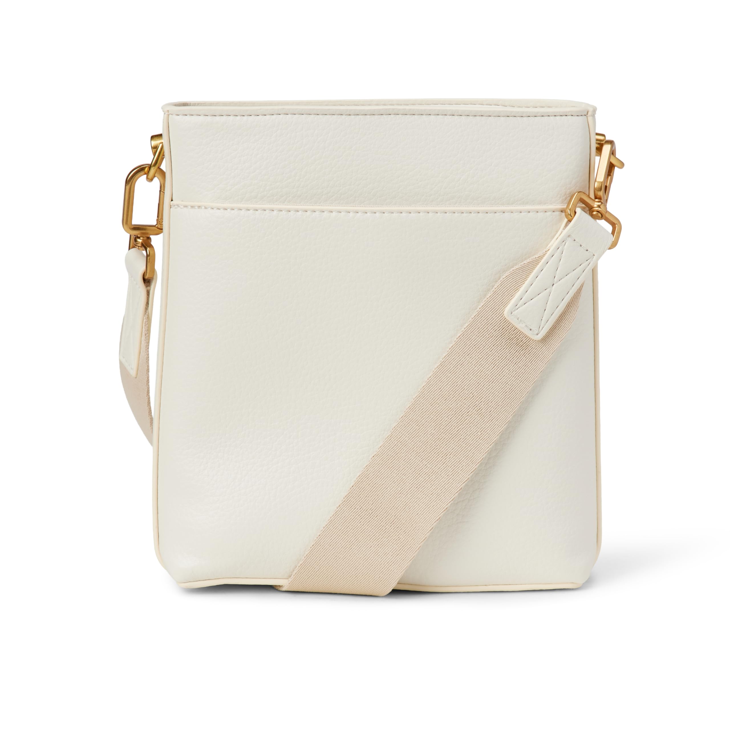 Amazon Essentials Women's Faux Leather Slim Crossbody Bag, Ecru, One Size