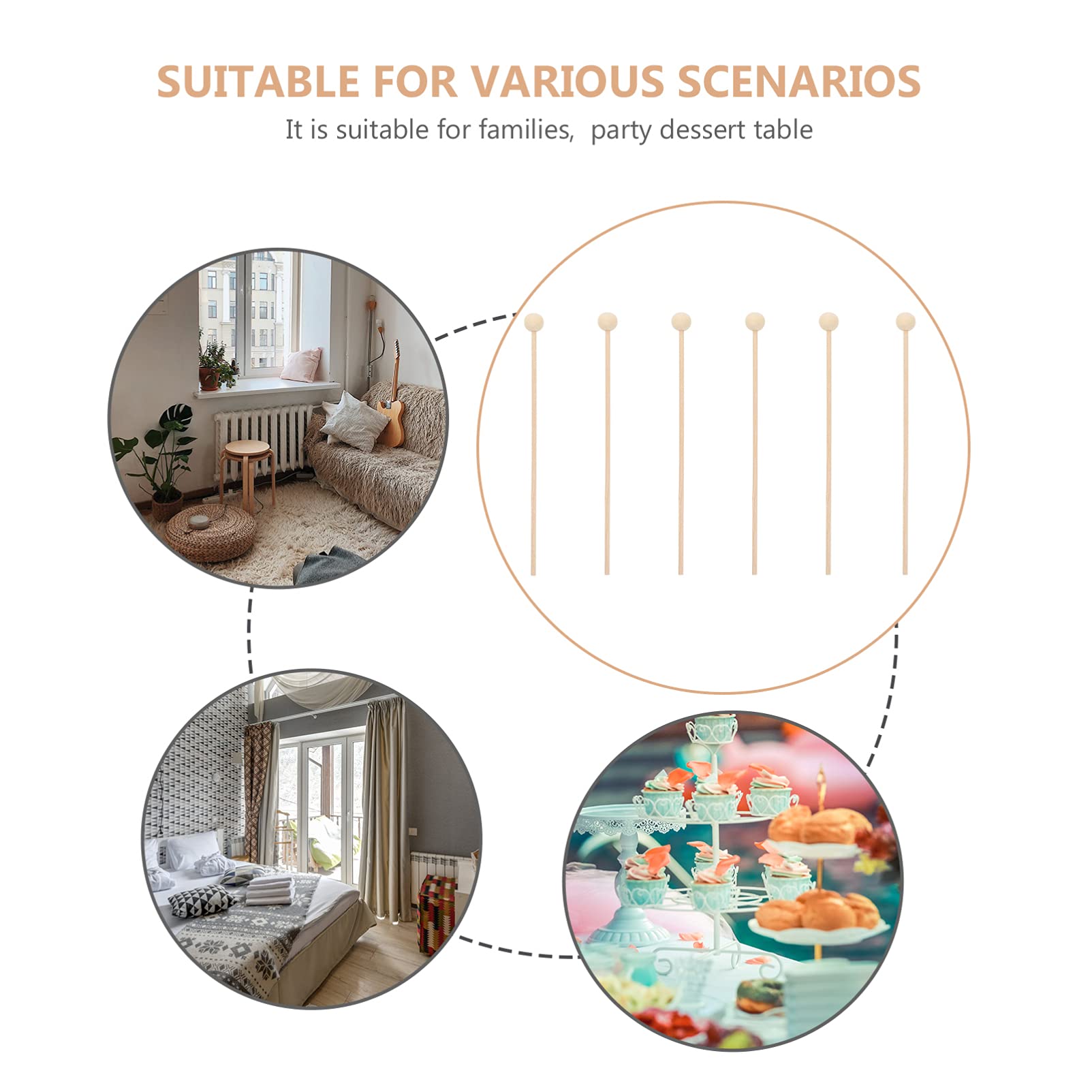 FOMIYES 100pcs Wooden Stick Decor for Projects for Party Dessert Tables Lollipop Decorations and Holiday Celebrations