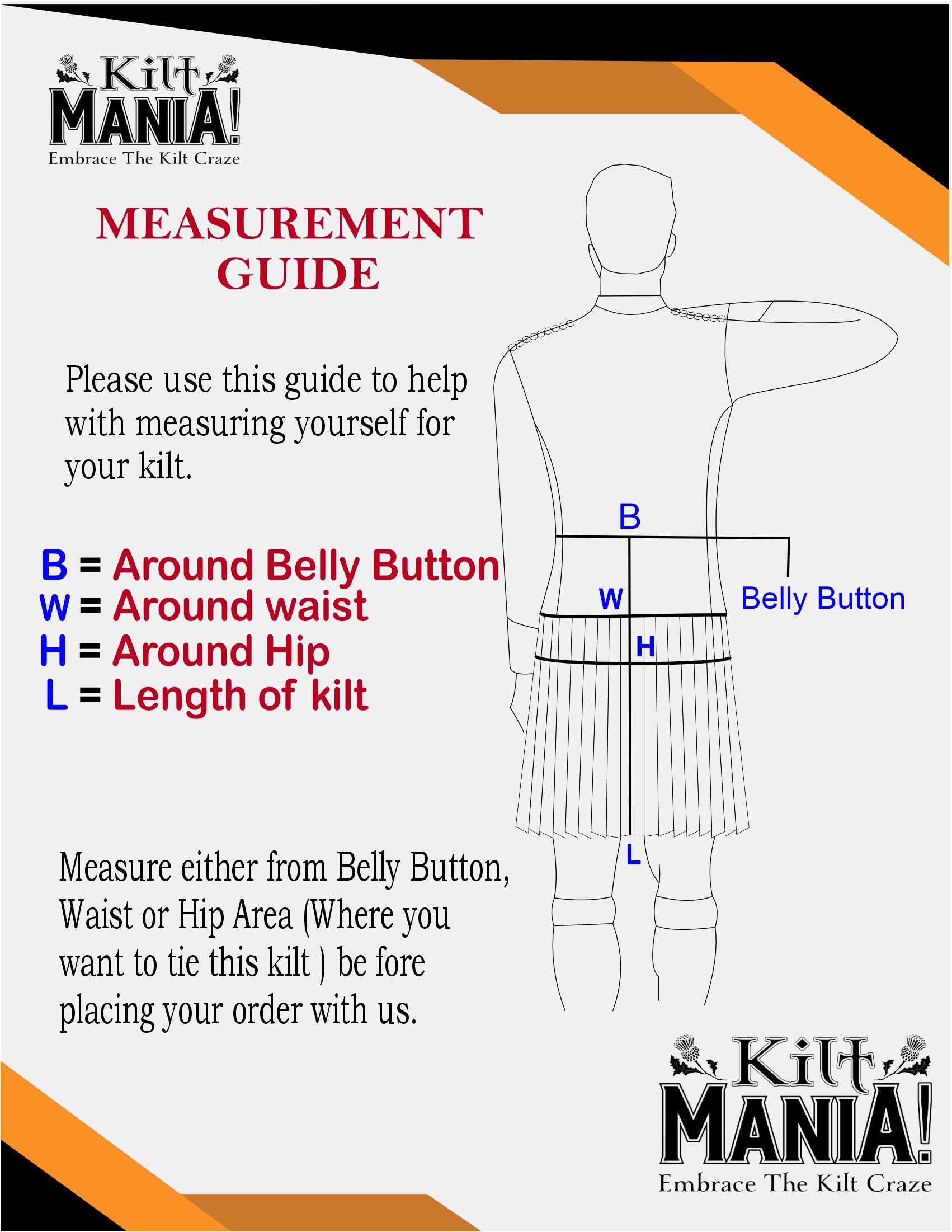 Kilt da uomo – Tradizionale tartan scozzese 4,5 m, lana acrilica di alta qualità, realizzato a mano con 3 cinturini in pelle, include flash per kilt e spilla da kilt