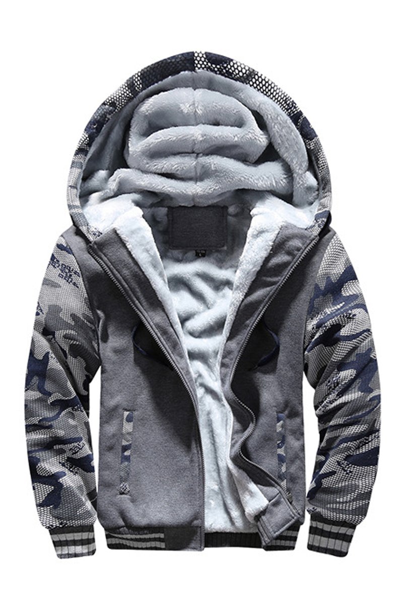 FOURSTEEDS Women's Solid Hooed Hoodies Thick Wool Lining Warm Winter Jacket Coats