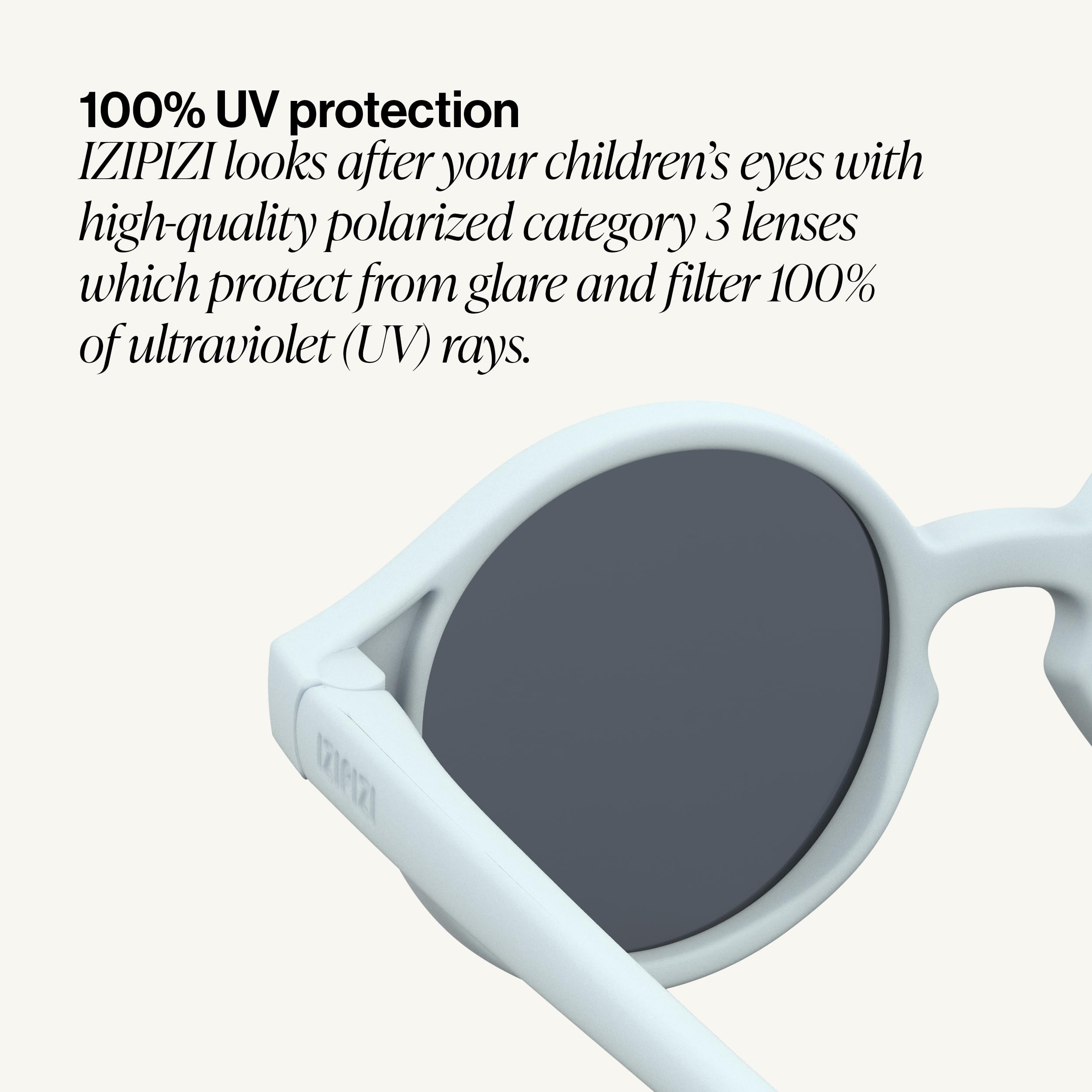 IZIPIZI Okulary przeciwsłoneczne Baby #D Pantos dla dzieci w wieku 0-3 lat, 100% ochrona przed promieniowaniem UV, polaryzacyjne szare soczewki