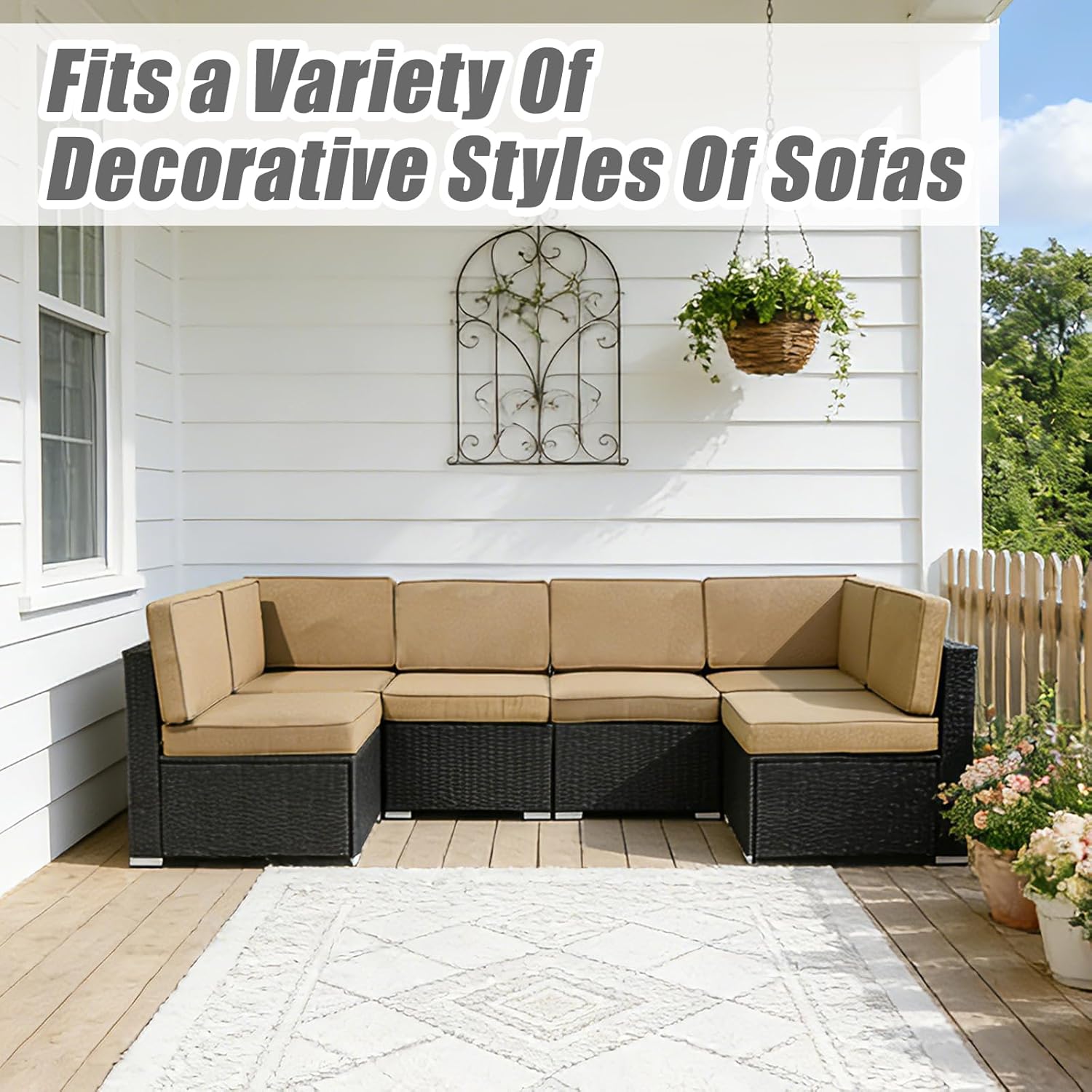 14 Pcs Patio Cushion Covers Replacement Outdoor Couch Cushions Covers Splashproof Sofa Slipcovers Set with Zippers,Patio Furniture Protector, Couch 3 Sizes, Covers Only (Brown)