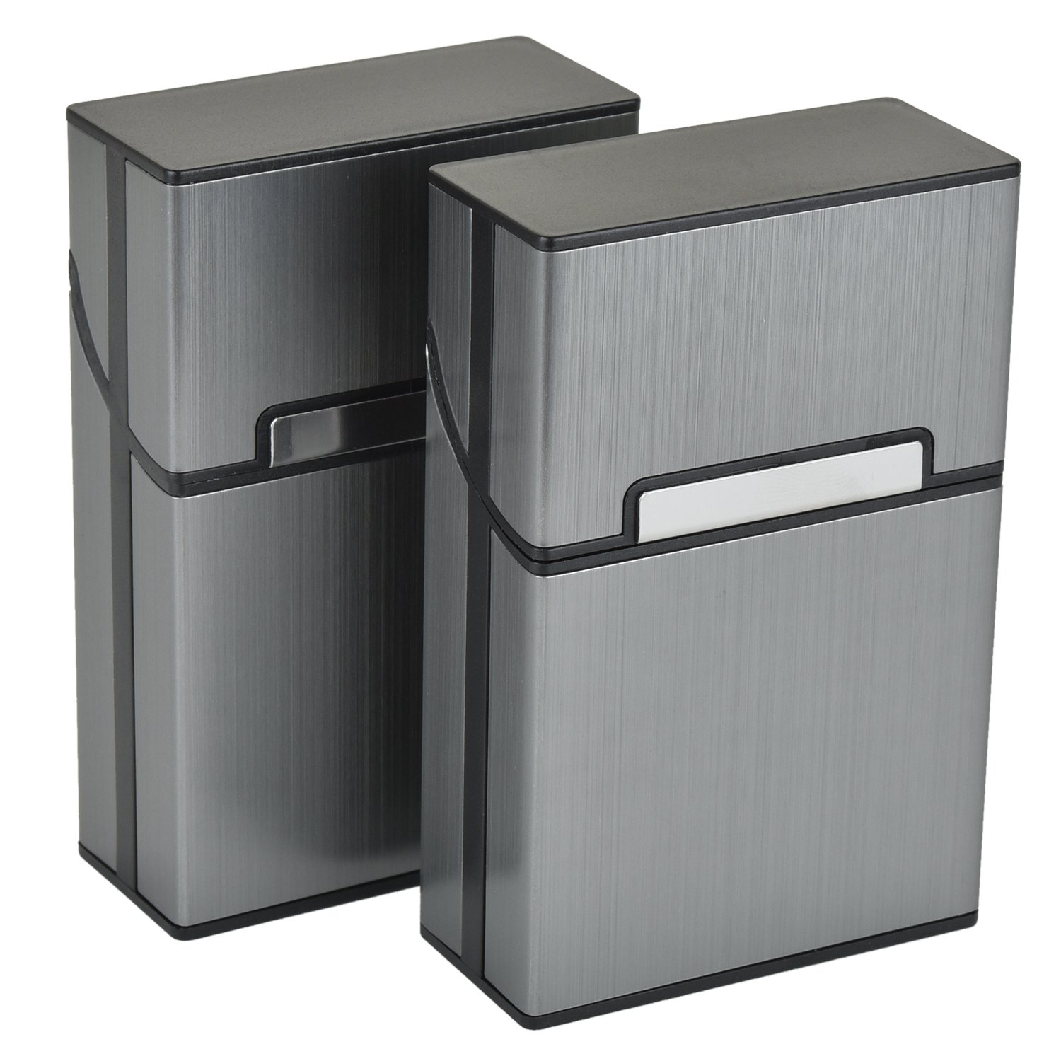 eLander Aluminium Cigarette Cases [Set of 2] Magnetized Lids Elegant Design Aluminium Cigarette Box