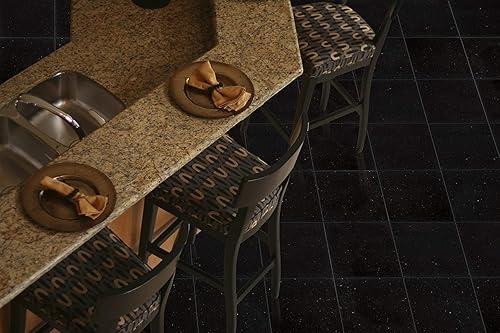Miniatura 2 de Tenedos Azulejo de granito pulido de 18 x 18 pulgadas en galaxia negra, 1 pieza (2.25 pies cuadrados)