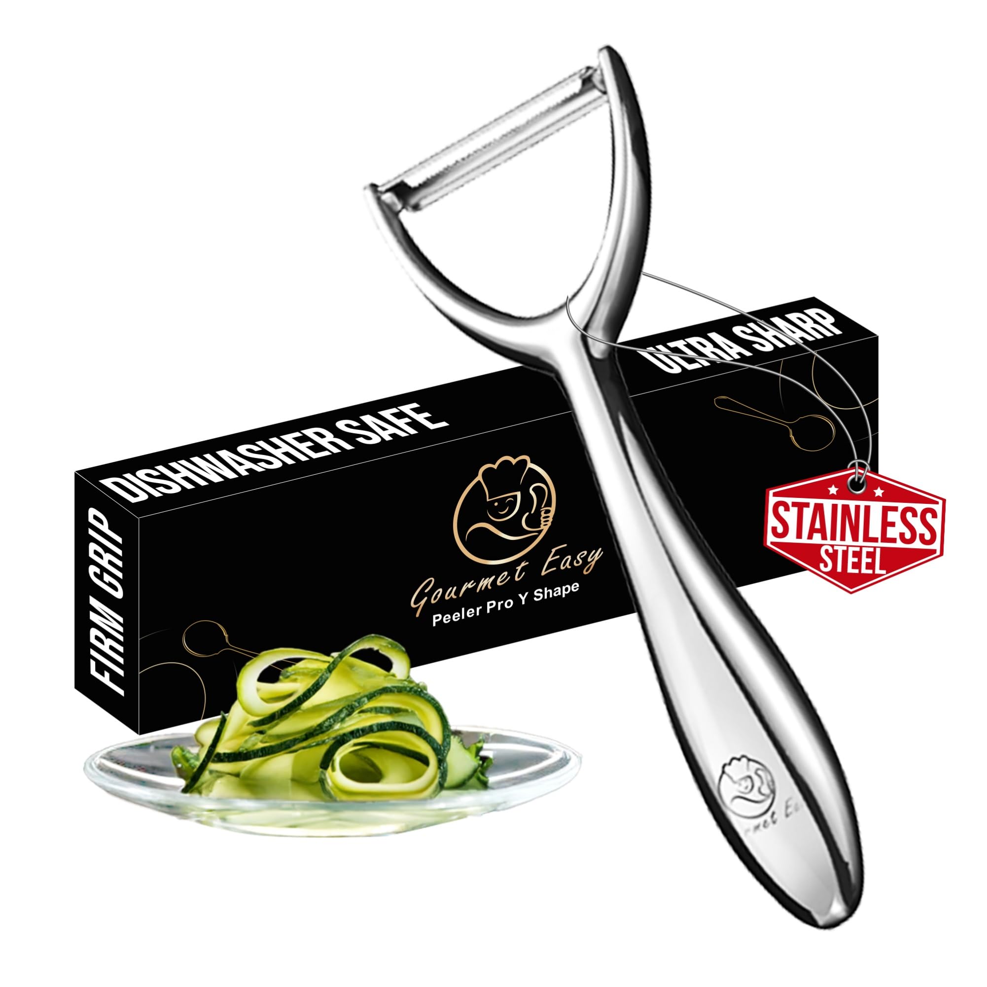 Gourmet Easy Y Peeler - Stainless Steel - Ergonomic Non-slip Handle - Silver