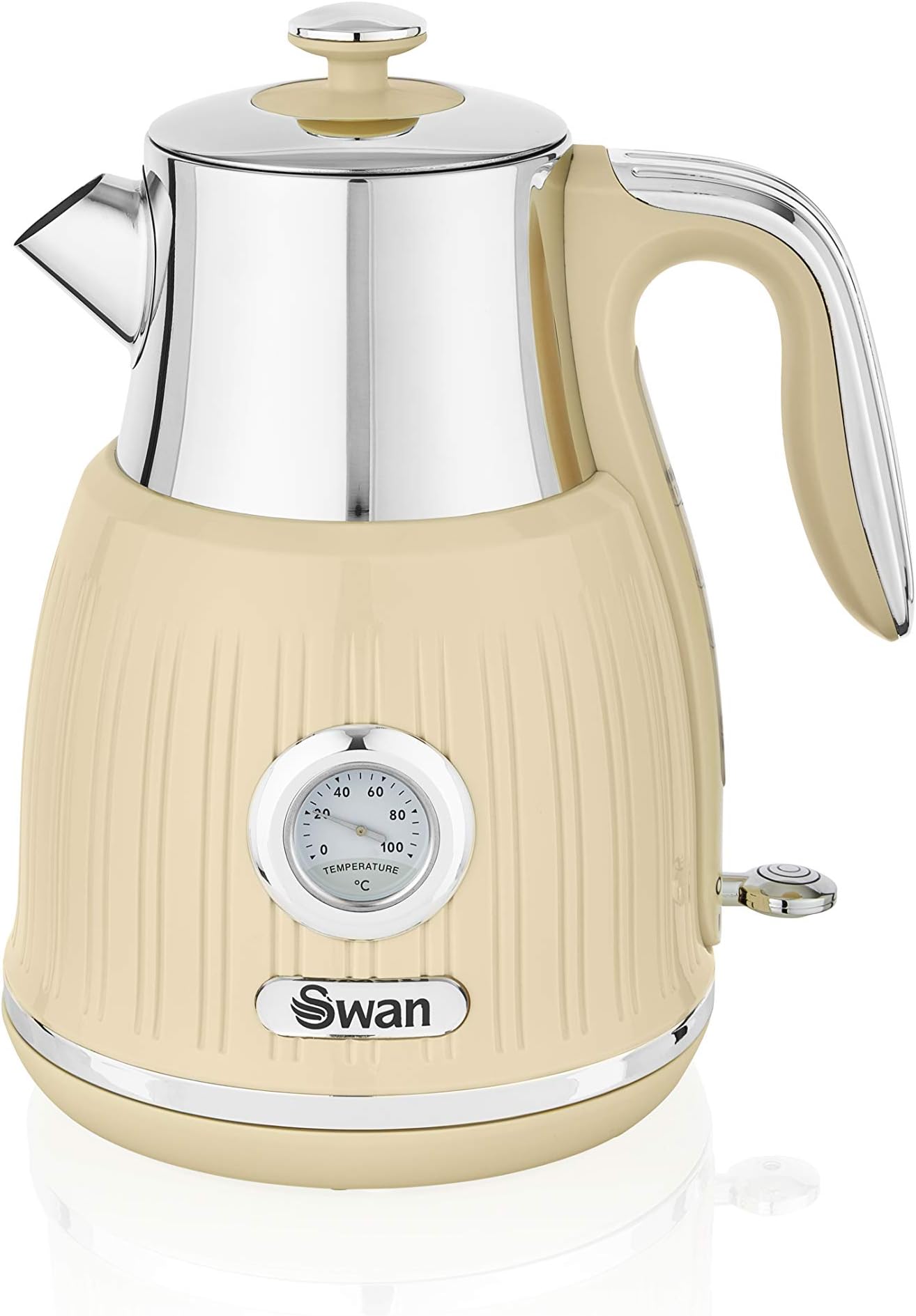 Swan SK31040CN Retro Jug Kettle With Temperature Dial, Fast Boil, Easy Pour, 360 Degree Base, 1.5L, 3KW, Cream