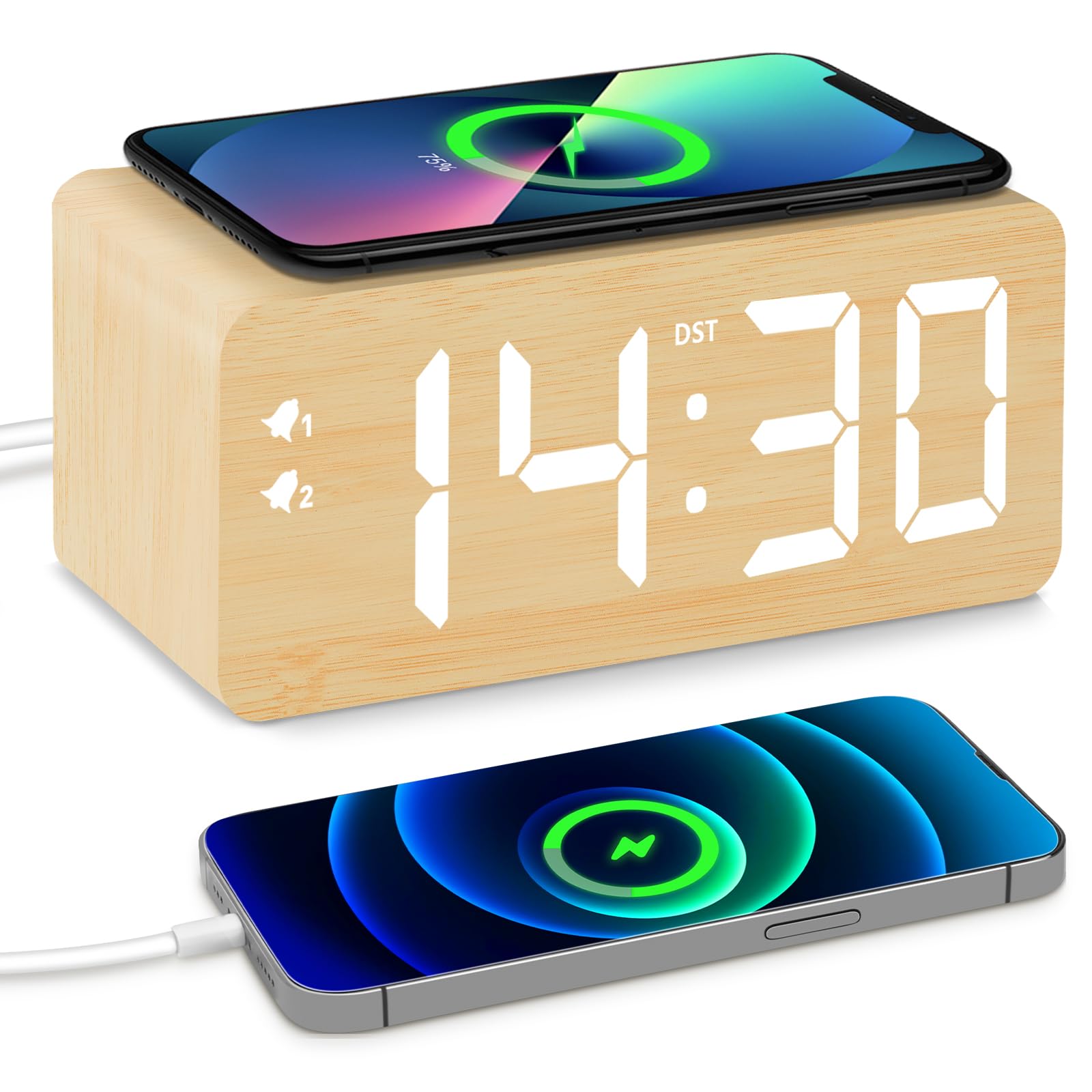 【曜日指定】ak-_-uwa-_-wow-0610 Amazon.com: URAYCO Wood Digital Alarm Clock with 10W Fast Wireless