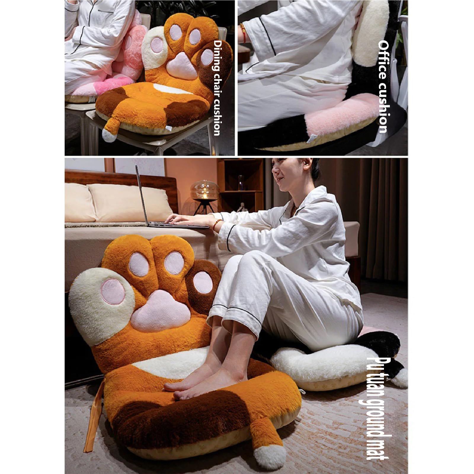 Cojín de asiento con forma de gatito con dibujos animados para sala de estar, dormitorio, estudio, asiento, almohada multifuncional