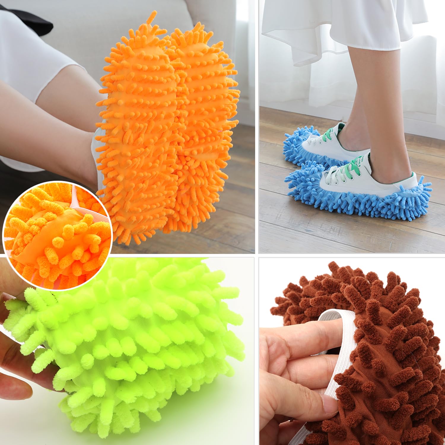 Pantofole di Pulizia 10 Pezzi Mop Slippers Lavabile Piano Pulizia Scarpe Multifunzione Microfibra Polvere Pavimento Mop Pantofole per Bagno Ufficio Cucina Casa Pulizia di Polvere Sporcizia (5 Colori