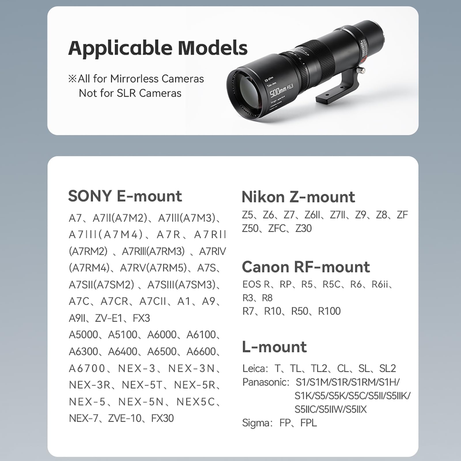 TTARTISAN 500mm F6.3 Full Frame Obiettivo Della Fotocamera Teleobiettivo Fotografia Fauna Selvatica per Sony E Mount