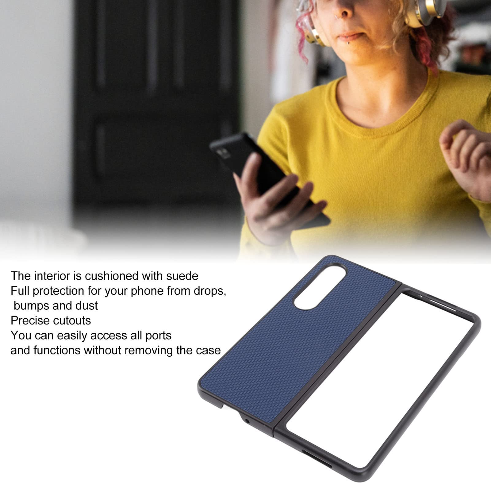 SIXRUN Z Fold 4 Custodia Antiurto per Telefono, (BLUE)
