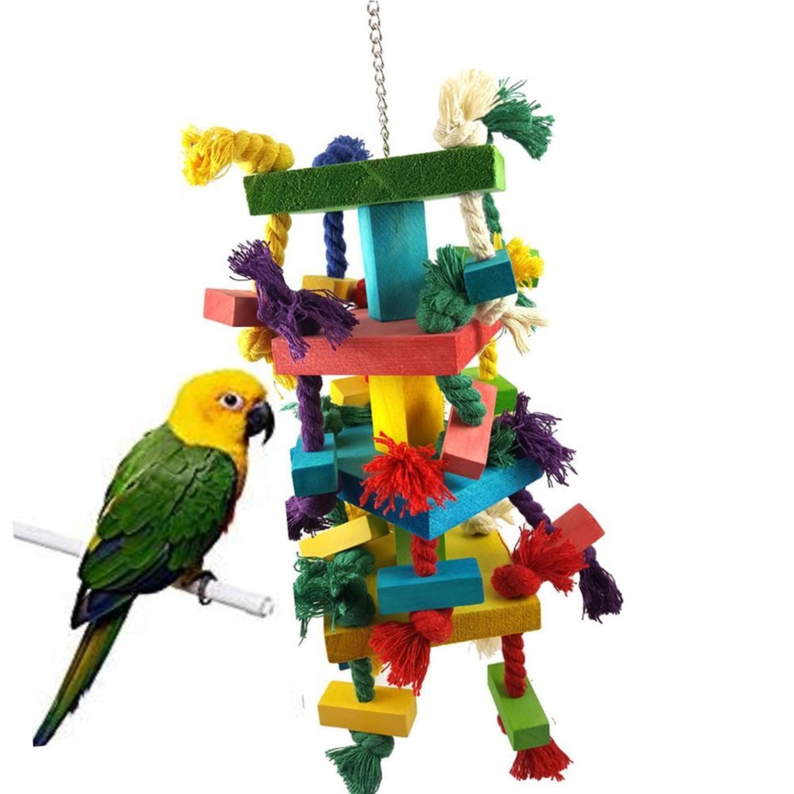 Giocattoli per Uccelli Bird Toys Pappagallo Giocattolo Pet Bird Masticare Giocattolo Parrot Cage Knots Blocco in Legno Naturale Parakeet Swing Bird Parrot Toy