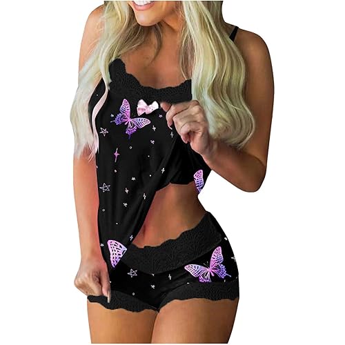 AODONG Two Piece Lingerie Set for Women,Floral Embroidered Lingerie Sets Sexy Teddy Babydoll Underwear Pajamas Set