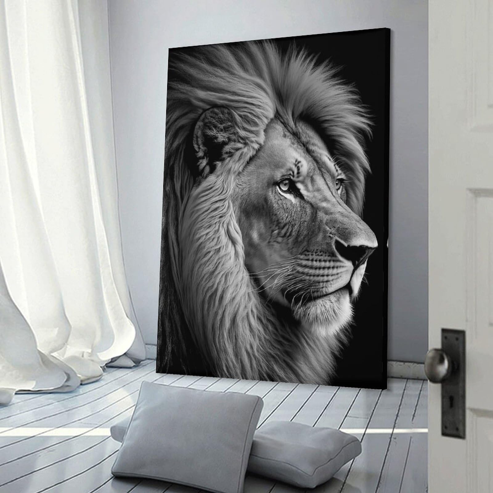 Junmoney Portrait of A Lion Decorative Wall Artwork, 12x18inch(30x45cm), for Home Lounge, Bedroom Or Reading Nook, Easy Decor for Gallery Walls