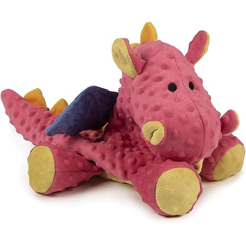 goDog Dragons Squeaker Plush Dog Toy with Chew Guard Technology - Soft & Durable, Chew Resistant & Tough Reinforced Seams - Multiple Styles, Colors, & Sizes