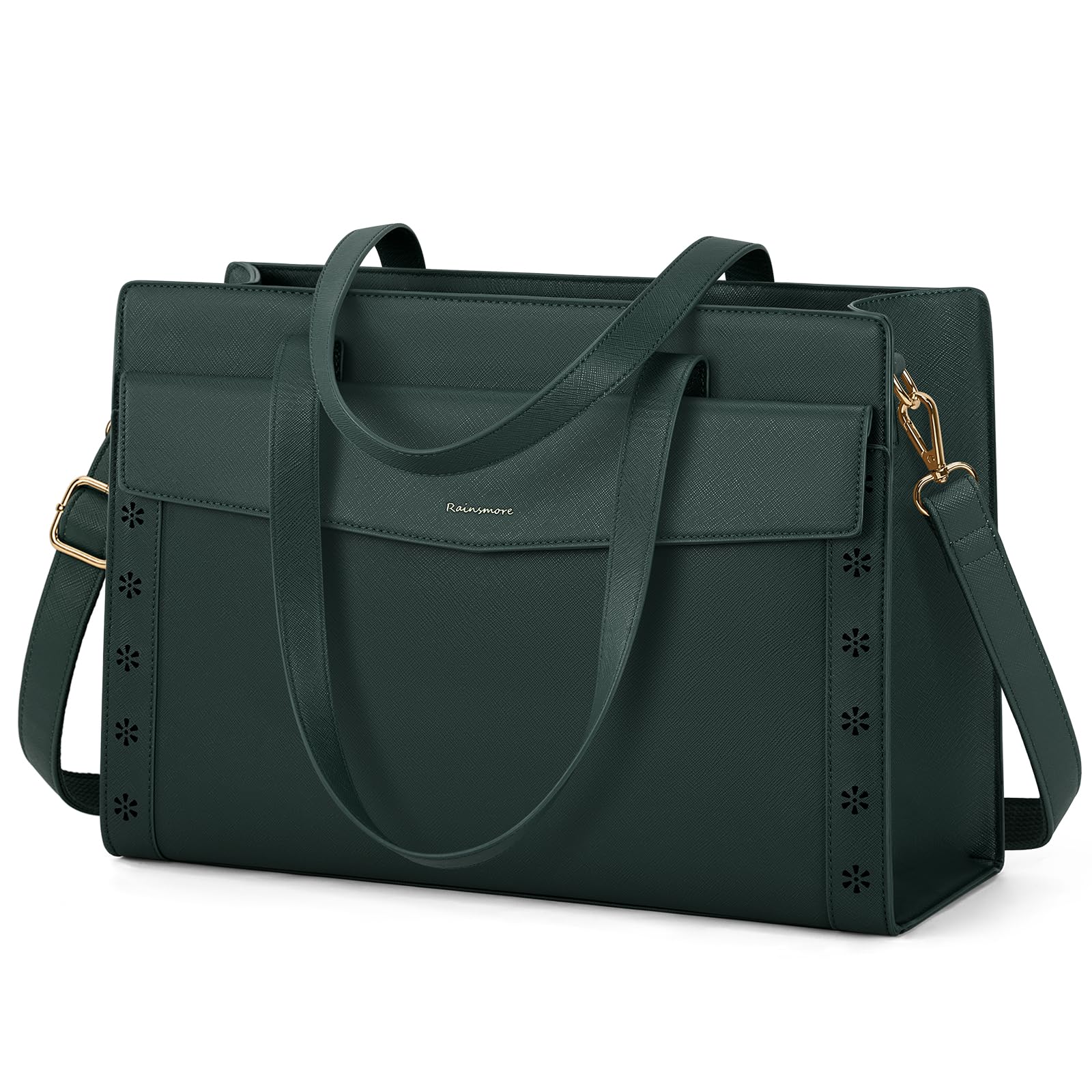 RAINSMORE Laptop Bag for Women 15.6 Inch Professional Leather Work Tote
