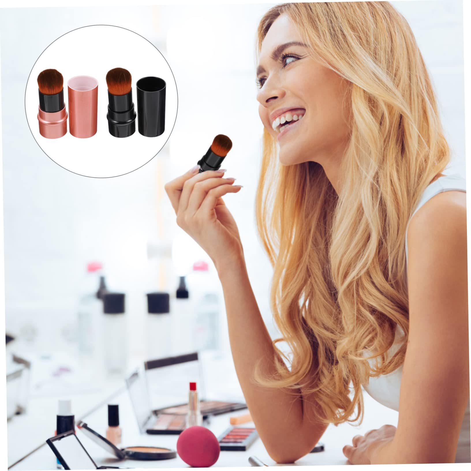 Didiseaon Makeup Brushes Pro 2pc Set Brush for Cosmetics Foundation Brush Brush Portable and Extendable Black and Red