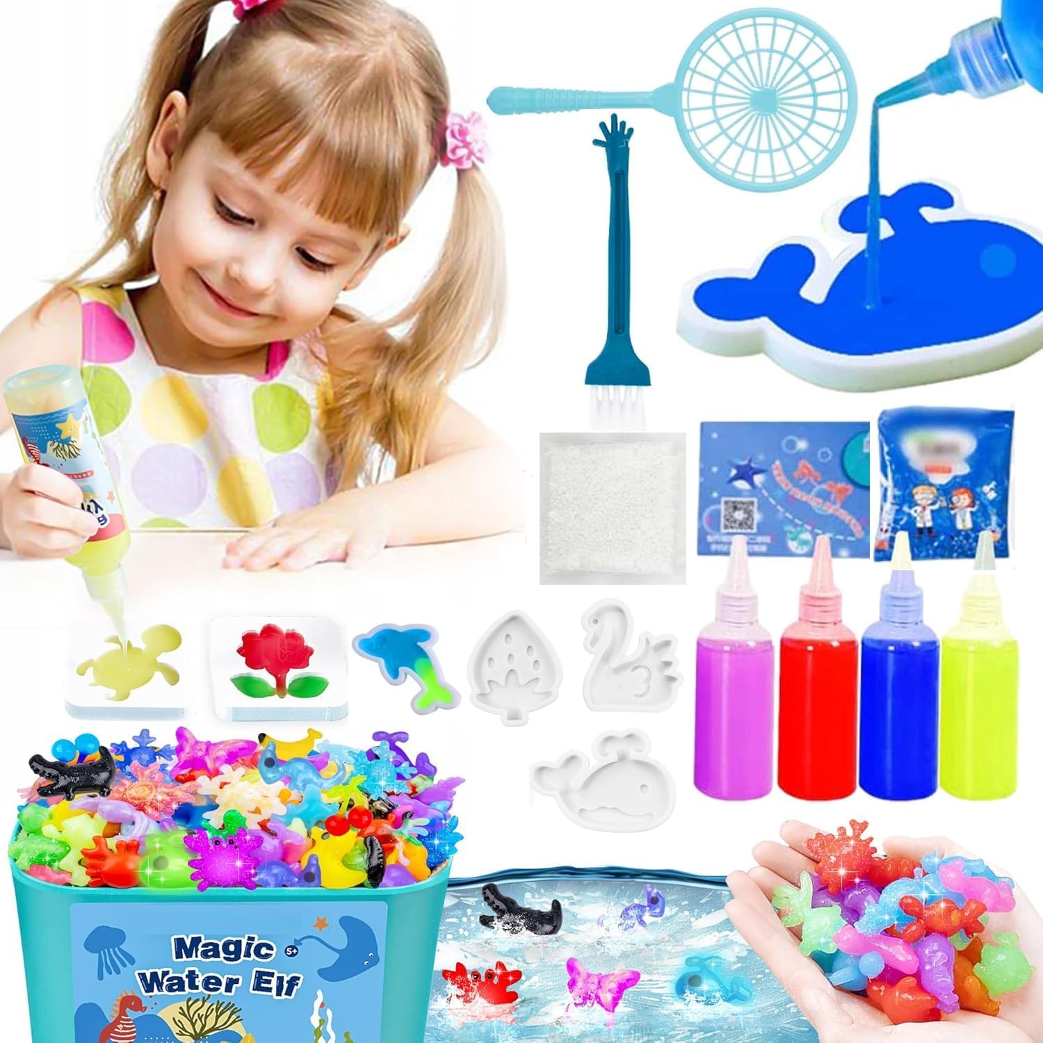 Amitasha 3D Water Spirit Magic Art ELF Craft Kit Water Gel Toy Mould Jelly Activity Fun Educational Soft Squeeze Birthday Gifts for Boys Girls-image-21