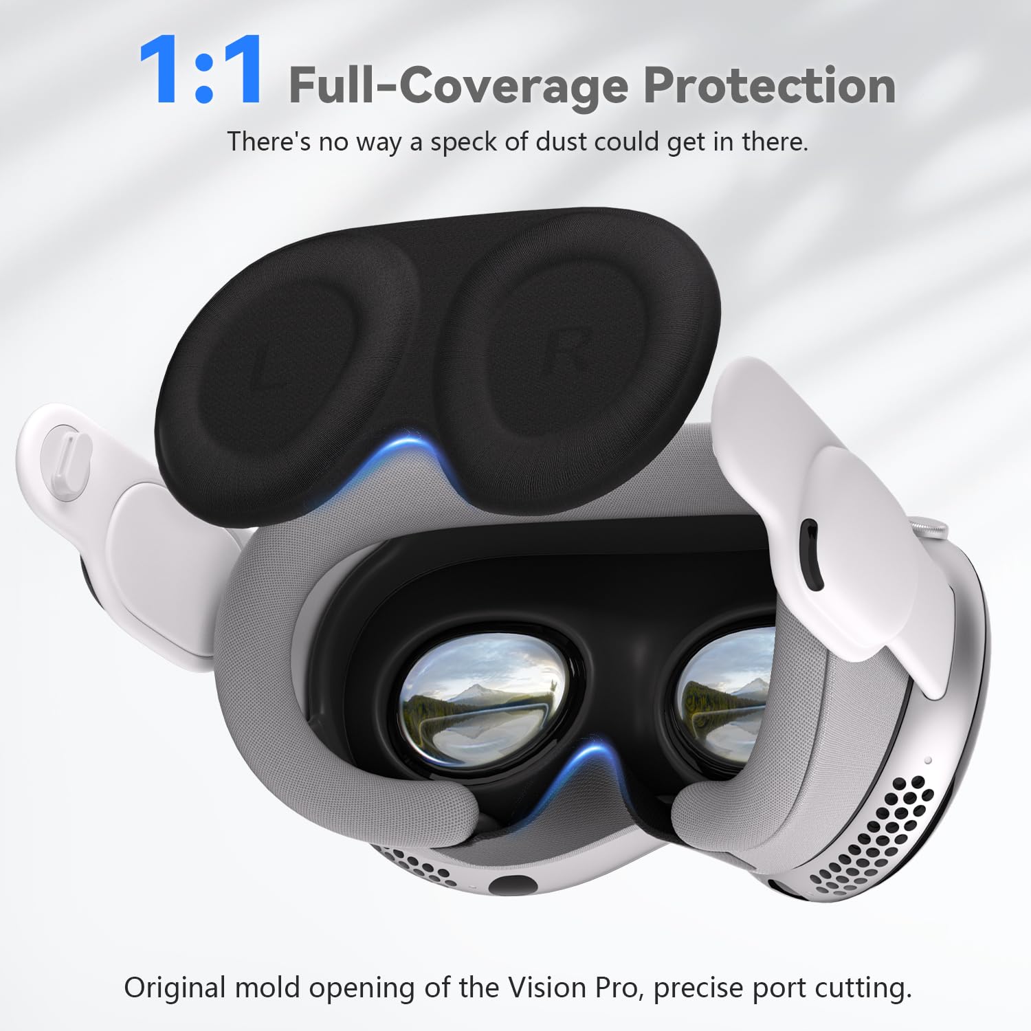 CloudValley Funda para Apple Vision Pro, Accesorios con Cubierta Lente a Prueba de Polvo, [Orificios Precisos de Puerto] Cubierta Clara Anti-Arañazos de TPU para Auriculares VR 2024