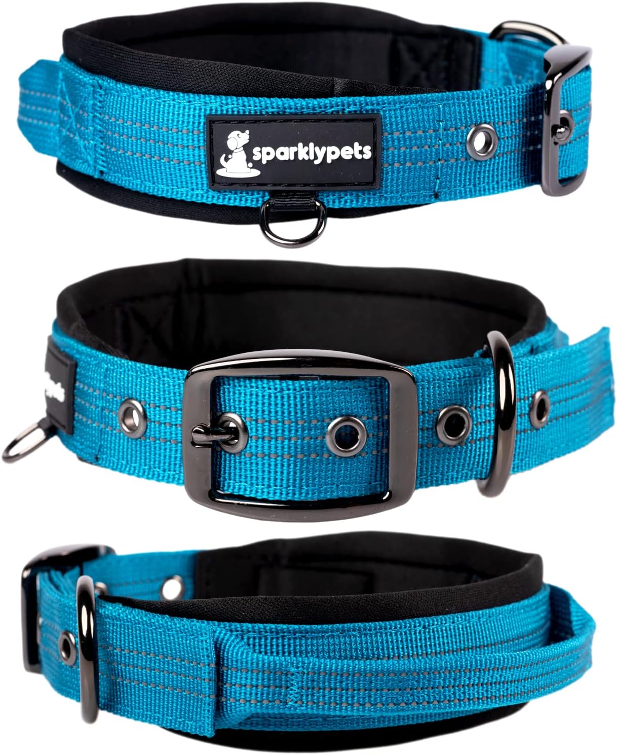 SparklyPets Heavy Duty Dog Collar with Handle for Medium