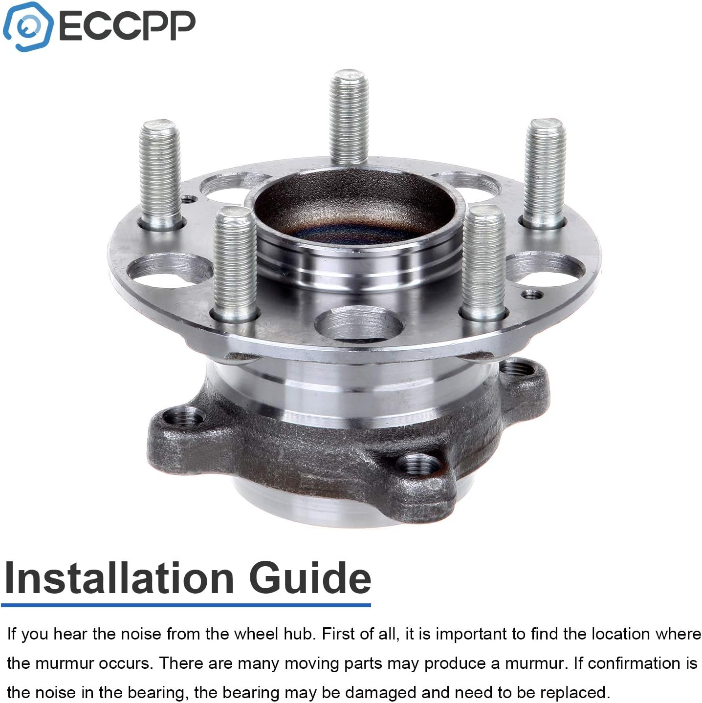ECCPP Replacement for Pair of 2 Rear Wheel Hub Bearing Assembly 5 Lugs w/ABS for 2005-2007 Honda Accord Hybrid 512327 x2